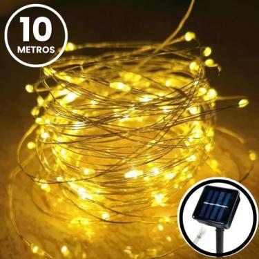 Imagem de Pisca Pisca Varal Lâmpada Solar Led 9.5m Enfeite de Natal Luz Externo 