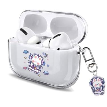Imagem de Watefull Capa para AirPods Pro 3 fofa com chaveiro mosquetão 2025, Clear Air Pods Pro 3 capa macia com desenho animado anime kawaii com ornamento para crianças, meninos, meninas e mulheres (coelho