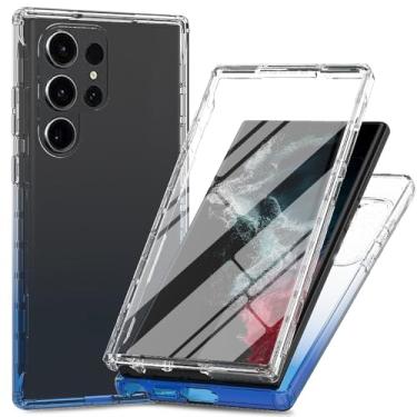 Imagem de Capa transparente de proteção total de 360° com protetor de tela integrado para Samsung Galaxy S24 Ultra, capa fina de TPU e PC, bordas elevadas, aderência antiderrapante, design de camada dupla à