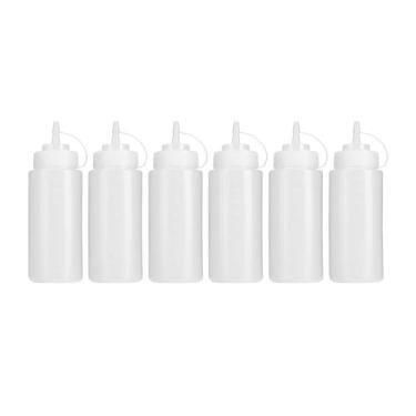 Imagem de Garrafa espremedora de molho de tomate, dispensador de molho de salada, 6 peças, 480 ml, suprimentos de cozinha, transparente, recarregável para restaurante doméstico