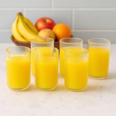 Imagem de Jogo 6 Copos de Vidro Canelado Verus Versalhes Grande e Resistente 430