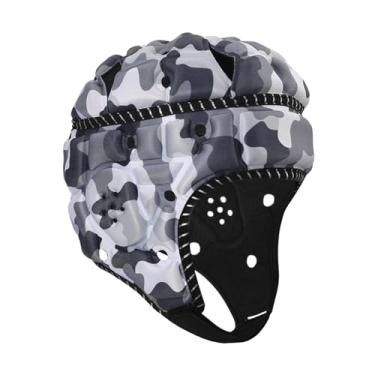 Imagem de simhoa Capacete de Rugby Boné Esportivo Scrum Cap Anticolisão Confortável Protetor de Cabeça Infantil para Rugby para Treinamento de Futebol Americano de, Preto Branco