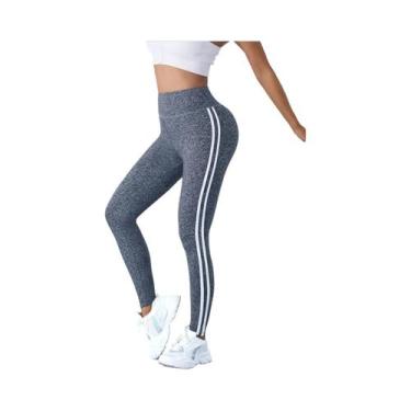 Imagem de Calças De Yoga Listradas Em Bloco De Cores, Slimming, Fitness, Outono,