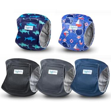 Imagem de Leekalos Fraldas Para Cães Machos, Faixas Para Barriga De Cães Machos, Fraldas Laváveis Para Cães, Faixas Para Barriga De Cães De Alta Absorção (Pacote Com 5)