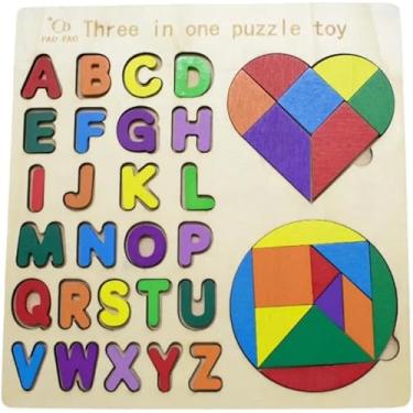 Imagem de Brinquedo Educativo Infantil Montessori Abc Puzzle Madeira