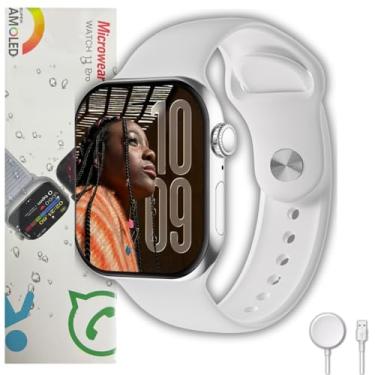 Imagem de W11 PRO Amoled MICROWEAR Smartwatch Serie 11 Lançamento25/26 Whatsapp Relogio Masculino e feminino Digital 46mm NFC Chatgpt Gps Decibeis Ip68 +Brindes (Branco)