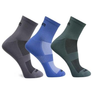 Imagem de Kit 3 meias poliamida cano curto esportiva corrida academia exercício 