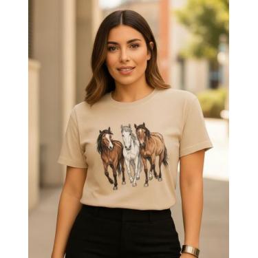 Imagem de Camiseta Feminina Básica Cavalos Estilo Country Blusinha - Agro Cowboy