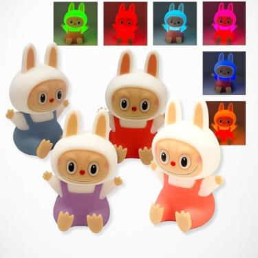 Imagem de Luminária Coelho Infantil LED de Silicone – Luz Noturna Muda de Cor, Recarregável USB, Toque Sensível, Abajur Decorativo para Quarto Infantil e Presente Criativo para Crianças.