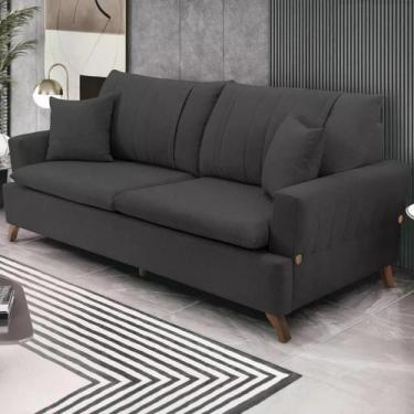 Imagem de Sofa 3 Lugares 180 Cm Eron Linho Grafite Vazzano Grafite - DMONEGATTO