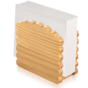 Imagem de SiliFine Porta-guardanapos de madeira recortada para mesa dispensador de guardanapos vertical elegante suporte de papel de toalha de convidado para cozinha sala de jantar festa de casamento coquetel