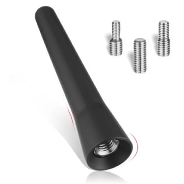 Imagem de IANFAN Antena curta para carro, montagem no teto de 6,5 cm, antena de substituição FM AM universal de borracha para rádio veicular mastro com parafusos para a maioria dos carros SUVs (preto)