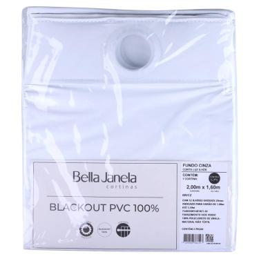 Imagem de Cortina Corta Luz Bella Janela 2,00m x 1,60m Dupla Face com Ilhós Branco/Cinza