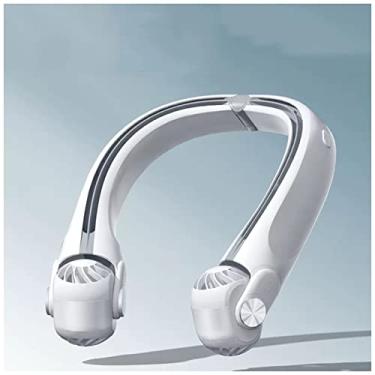 Imagem de WYUYIWH Ventilador de pescoço sem lâmina recarregável, ventilador de pescoço pendurado ao redor do pescoço, ventilador pessoal vestível de 3 velocidades para viagem, ventilador USB para mulheres e