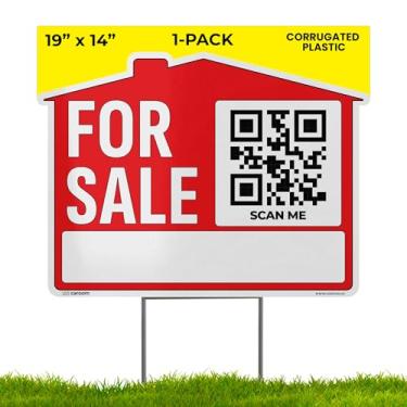 Imagem de 19 x 14 para venda sinal de quintal em forma de casa com código QR (pacote com 1)