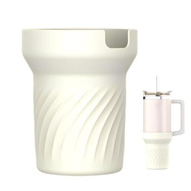 Imagem de Heran Bota de silicone, capa branca compatível com Stanley H2.0 Quencher Adventure Tumbler 1,134 g, fácil instalação e limpeza