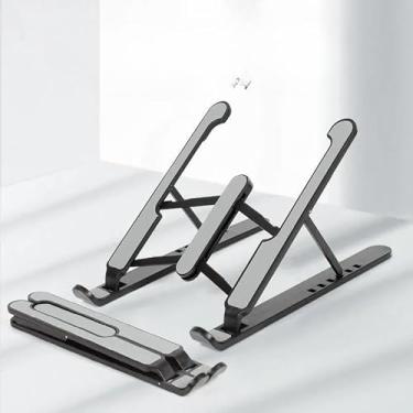 Imagem de Suporte de laptop ABS, suporte ajustável para laptop, design dobrável e portátil, suporte de resfriamento ventilado para notebooks e tablets, compatível com dispositivos de 10 a 15,6 polegadas, preto