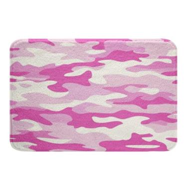 Imagem de Tapete de banho rosa camuflado super felpudo, tapete de pelúcia de camuflagem militar para banheiro, grafite colorido, rosa, chuveiro, banheiro, lavável na máquina, 50 x 81 cm C