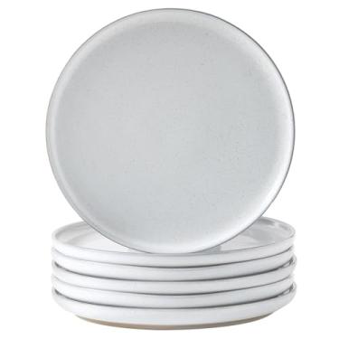 Imagem de Tikooere Conjunto de 6 pratos de jantar de cerâmica, grés, 25 cm, seguro para micro-ondas, lava-louças e forno, pratos de sobremesa de porcelana para massas, saladas e bifes, presente de Natal, prato