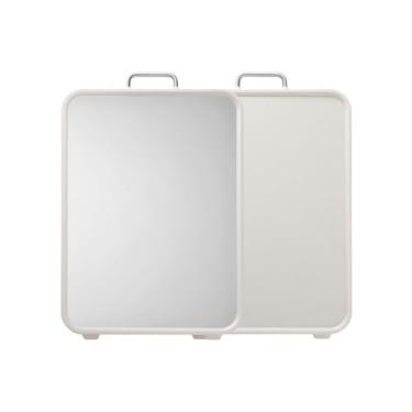 Imagem de riwome Tábua de corte de aço inoxidável, tábua de corte dupla face para cozinha, aço inoxidável e palha de trigo PP, tábua de cortar grande. Pode ser lavada na lava-louças. (Branco)