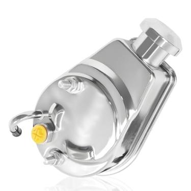 Imagem de Bomba de direção hidráulica Saginaw Chrome P Series 5/20.3 cm eixo de polia de chaveta cromado rua/hot rod relação da caixa de engrenagens para 66-74 GM Chevy Chevrolet