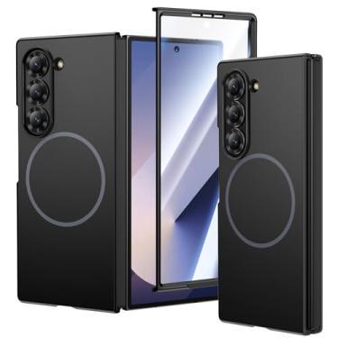 Imagem de VEGO Capa para Galaxy Z Fold 6, capa para Samsung Z Fold 6 com protetor de tela frontal de vidro temperado, compatível com MagSafe, suporta carregamento sem fio, capa fina protetora magnética fina