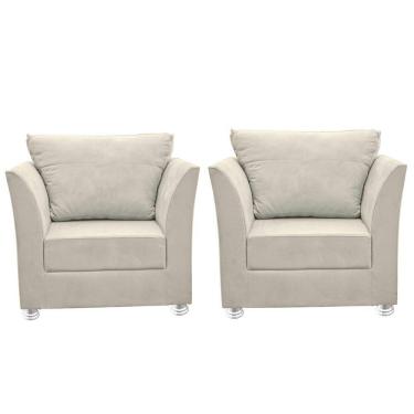Imagem de Kit 02 Poltronas Decorativa Para Sala E Quarto Lisboa Suede Bege
