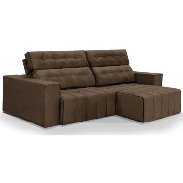 Imagem de Sofá Kadman Retratil E Reclinavel Com 2 Modulos De 1,00 Com Braços De 0,25 Total 2,50 Veludo Marrom Pier