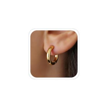 Imagem de Brincos de argola para mulheres, pequenos brincos de argola, brincos leves dos anos 80, 90, brincos de néon, acessório, joias de Natal, fantasia, Medium, Metal, Sem pedra preciosa