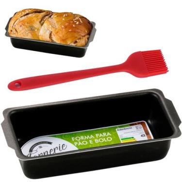 Imagem de Forma Assadeira Pão Retangular Antiaderente 900Ml + Pincel - Marcolar