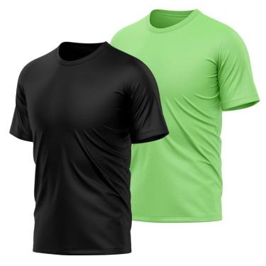 Imagem de Kit 2 Camisetas Masculina Dry Manga Curta Proteção UV Slim Fit Básica Academia Treino Fitness-Masculino
