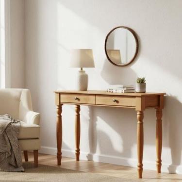 Imagem de Aparador Rústico 100% Madeira Maciça com 2 Gavetas para Decoração Sala