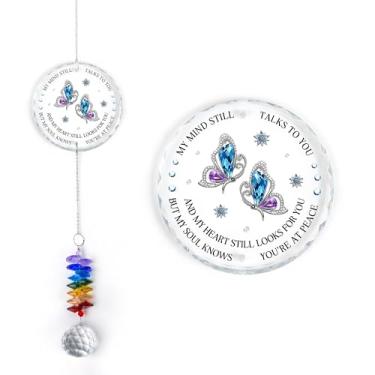 Imagem de GIFTELIX Enfeite de vidro para apanhador de sol - Presente memorial para a perda de um ente querido - My Mind Still Talks to You - Lembrança de luto - Criador de arco-íris de cristal - Decoração de