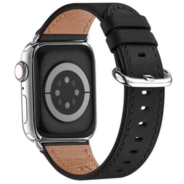 Imagem de WFEAGL Pulseira feminina de couro genuíno para Apple Watch SE e séries 10, 9, 8, 7, 6, 5, 4, 3, 2 e 1 de 41 mm, 40 mm, 38 mm e 42 mm (série 10)