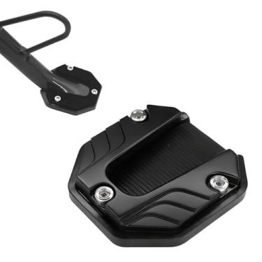 Imagem de KUQUTIDY Almofada de suporte de motocicleta, placa de extensão de suporte lateral de liga de alumínio, acessório universal de suporte de motocicleta para solo macio, grama, cascalho, areia e pavimento