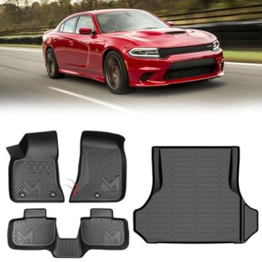 Imagem de Tapetes automotivos TPE e forro de carga personalizados para Chrysler 300 2011-2023 e Dodge Charger (RWD), proteção para todos os climas, forro preto à prova d'água, tapetes de carro, 4 peças