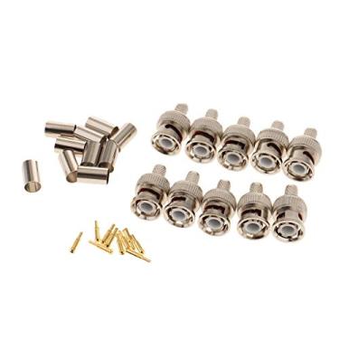Imagem de Pacote com 10 Conectores Profissionais RG59 BNC Masculino para Cabos Coaxiais CCTV da Almencla