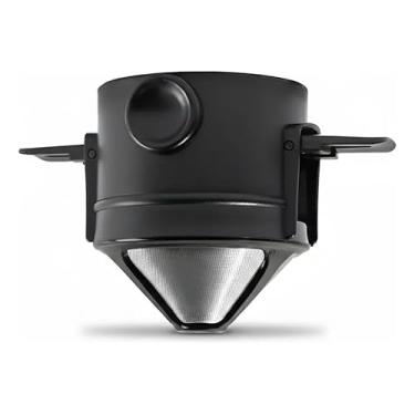 Imagem de Mini Coador De Café Portátil Em Inox Com Abas Retráteis Filtro Individual Reutilizável E Sustentável