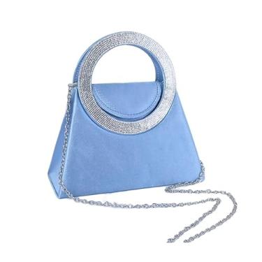 Imagem de Elegante conjunto de diamantes, bolsa de festa, bolsa de ombro de seda, bolsa tiracolo elegante, Azul