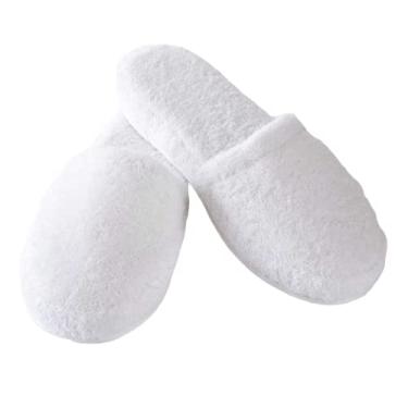 Imagem de Pantufas de spa turcas de luxo 100% algodão felpudo em branco - Grande