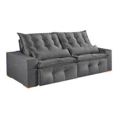 Imagem de Sofá 4 Lugares Retrátil e Reclinável França Veludo Cinza 270 cm