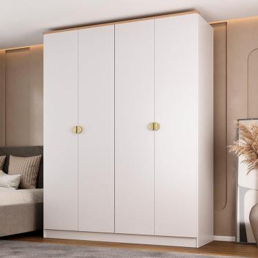 Imagem de Guarda-Roupa Solteiro Brescia 4 Portas 2 Gavetas Branco