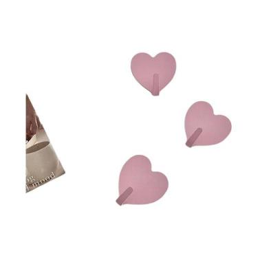 Imagem de Ganchos De Chave Em Forma De Coração Rosa Decoração De Parede Metálica