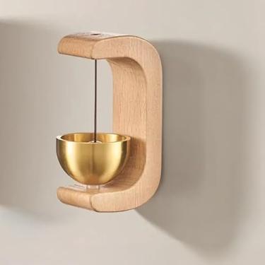 Imagem de Campainha magnética de latão estilo japonês, retrô, sem fio, pingente para pendurar em casa, decoração de parede, presente (A)
