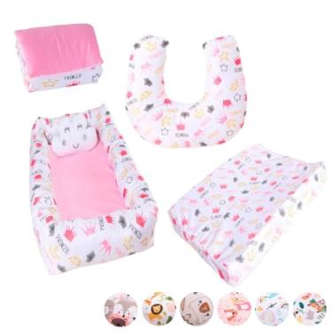 Imagem de Kit Ninho Redutor Quadrado + Almofada de Amamentação Sublimada + Trocador Anatômico + Trocador Portátil Menino e Menina(PRINCESS)