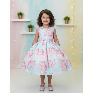 Imagem de Vestido Infantil Florido Azul Bebê Midi para Festa - Fabuloso Ateliê, 