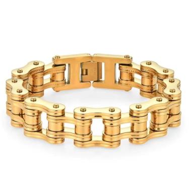 Imagem de Pulseira masculina personalizada de ouro puro 18k corrente cubana corrente de motocicleta acessórios hip-hop pulseira legal masculina caixa de presente de Natal caixa de presente de dia dos namorados