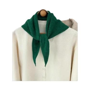 Imagem de Cachecol De Lã Triangular Listrado Quente E Macio Para O Inverno Femin