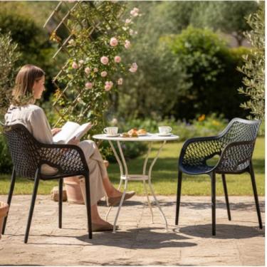 Imagem de Poltrona Suits 2 Un Cadeira Preta Braço Varanda Area Gourmet