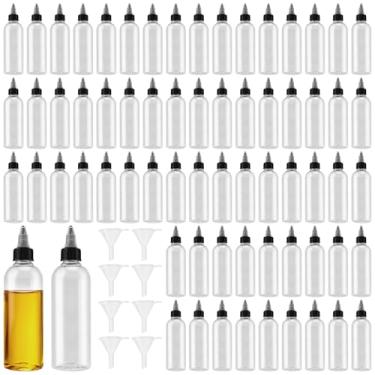 Imagem de HAKZEON Pacote com 80 frascos de condimento de plástico de 59 ml com tampas de tampa torcida, garrafa de molho com tampa de aperto, garrafas de tinta para artesanato, cozinha, casa, transparente